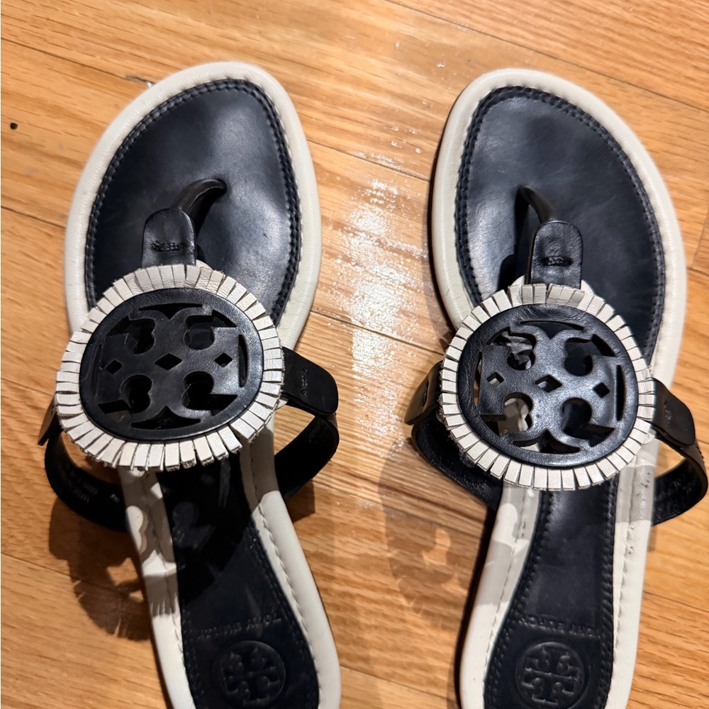 Tory Burch Miller Black and White Sandals